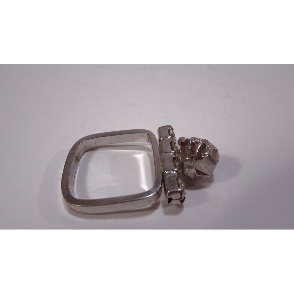 Joomi Lim Silver Crystal Skull square ring Sz 5 NWOT 134